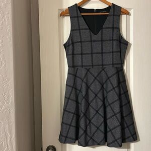 Banana Republic Black and Gray Plaid Knit Dress
